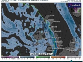 英国天气:随着天气图变蓝，整个国家可能被800英里长的暴雨浸湿